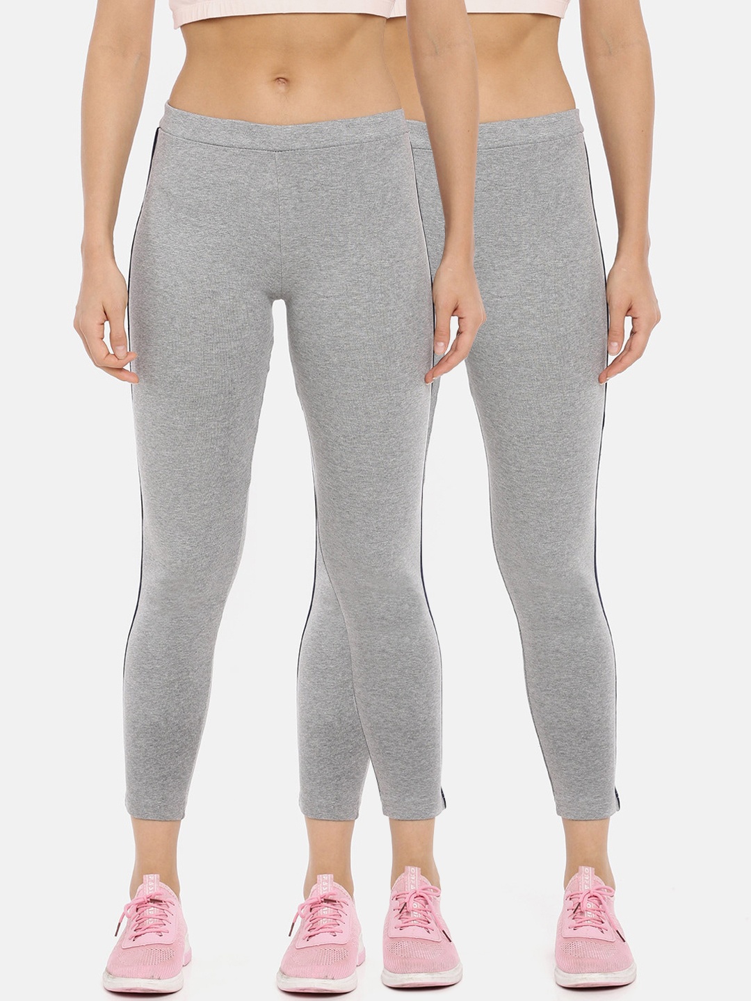 

GOLDSTROMS Women Pack Of 2 Grey Solid Ankle-Length Track Pants