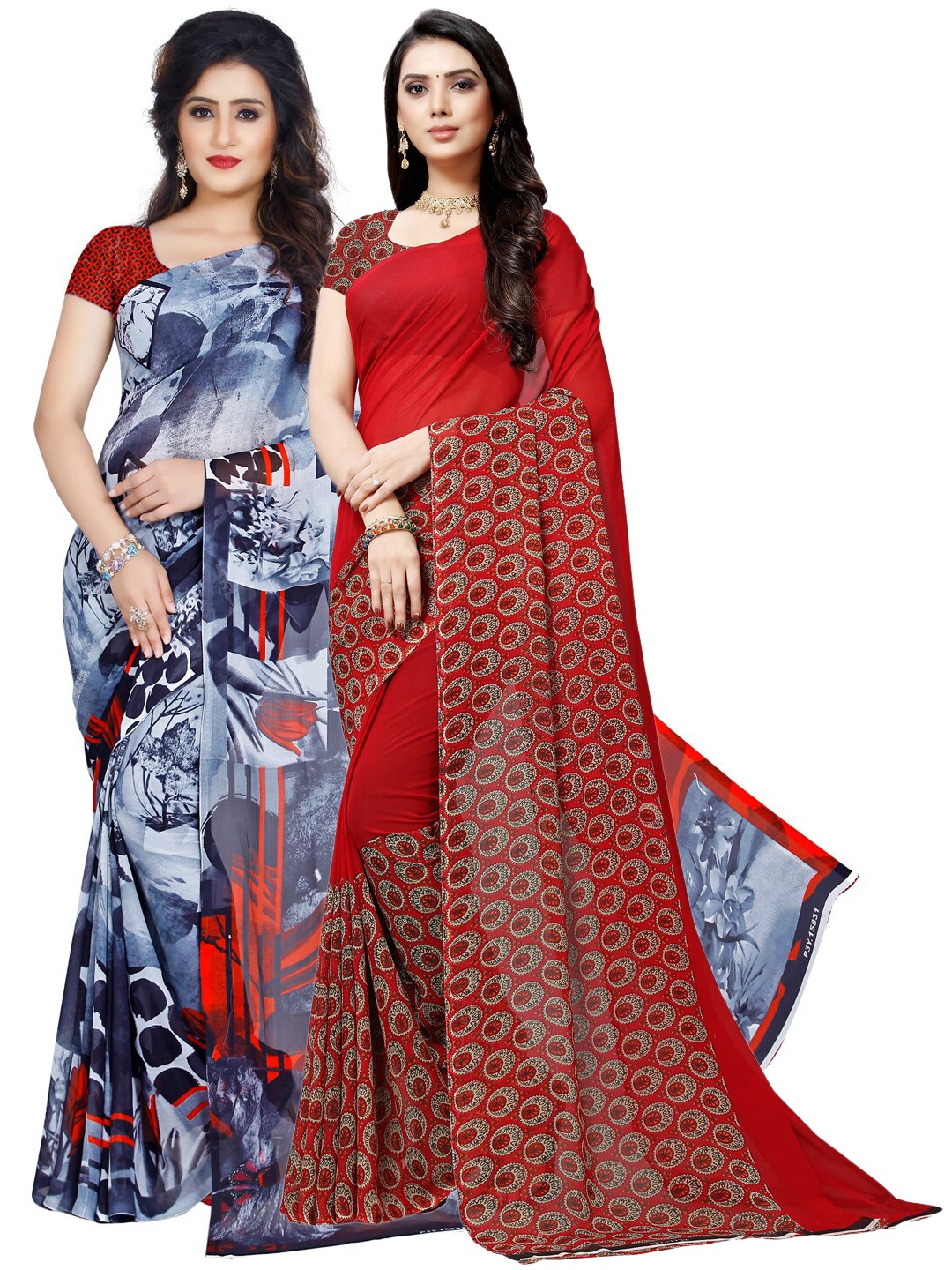 

ANAND SAREES Pack Of 2 Maroon & Blue Printed Saree