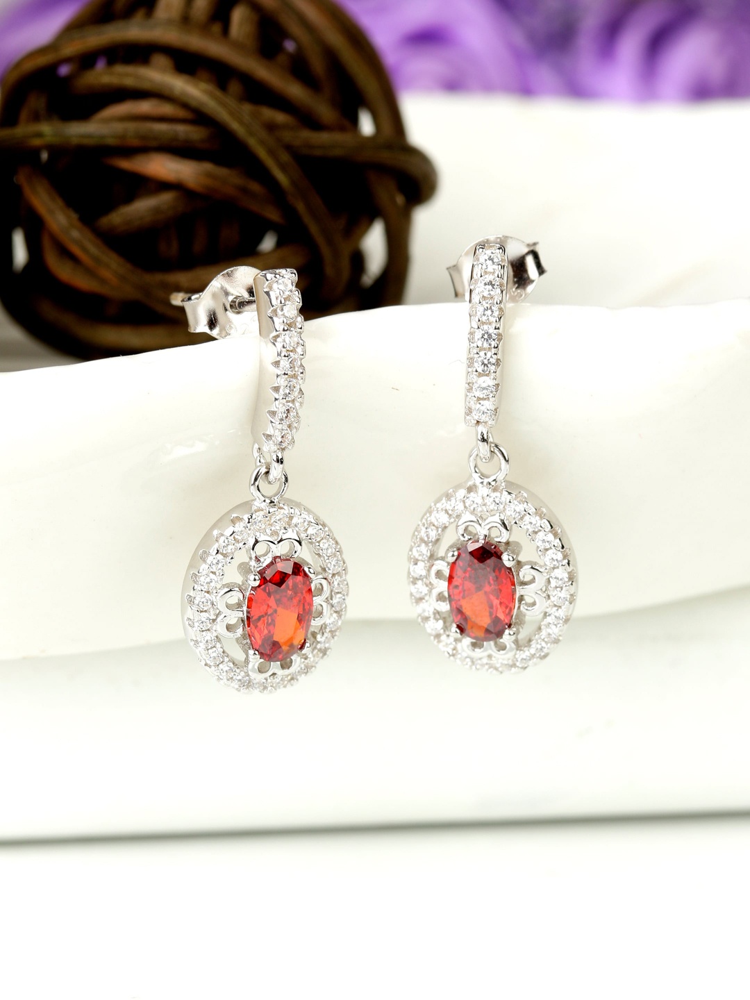 

GIVA 925 Sterling Silver & Red Rhodium Plated Radiant Drop Earrings