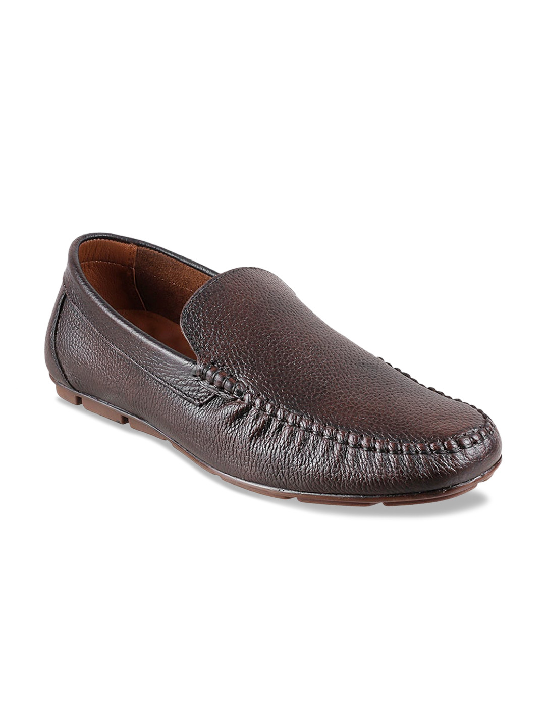 

Metro Men Brown Textured Leather Loafers