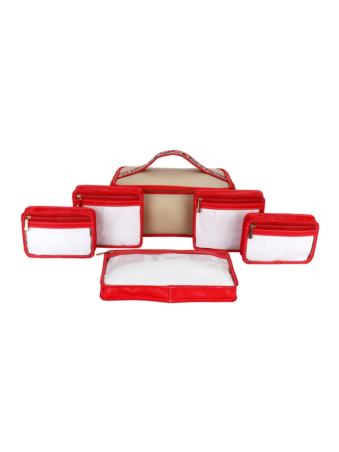 

IMARS Gold & Red Set of 5 Jewellery Travel Pouch