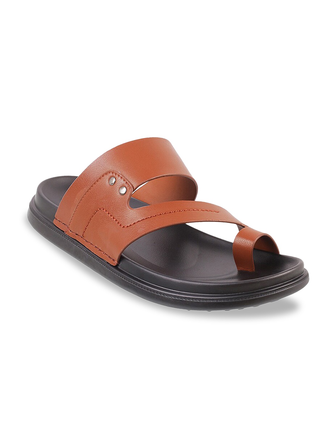 

J FONTINI Men Brown & Black Ethnic Leather Comfort Sandals
