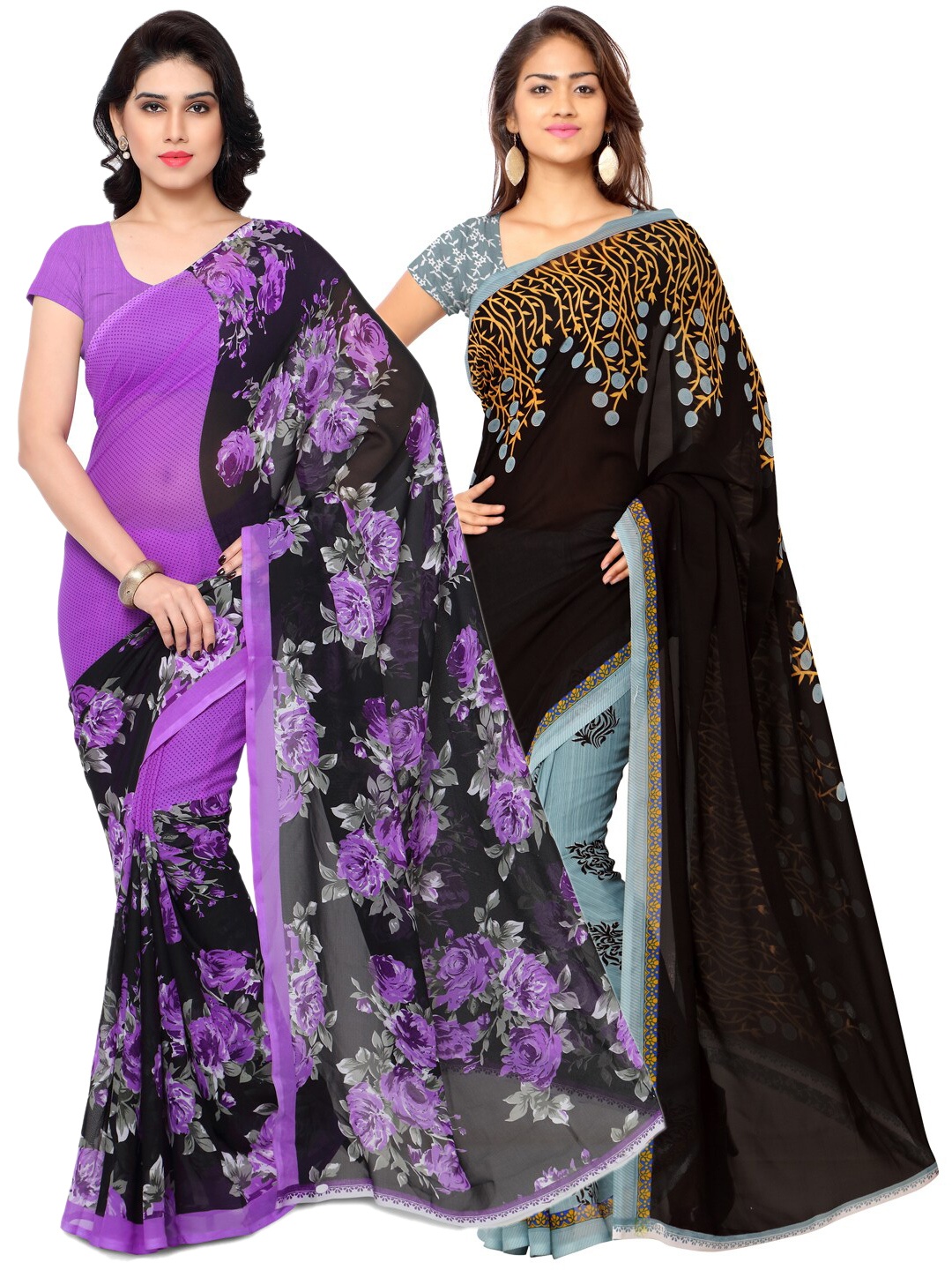 

ANAND SAREES Women Multi Printed Pack of 2 Saree, Grey