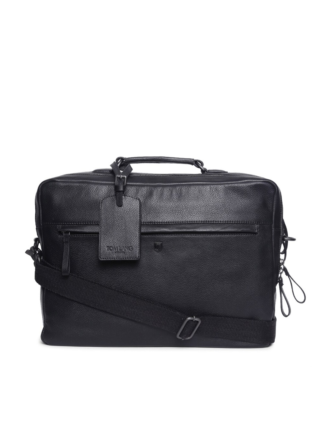 

TOM LANG LONDON Unisex Black Textured Leather 16 Inch Laptop Bag