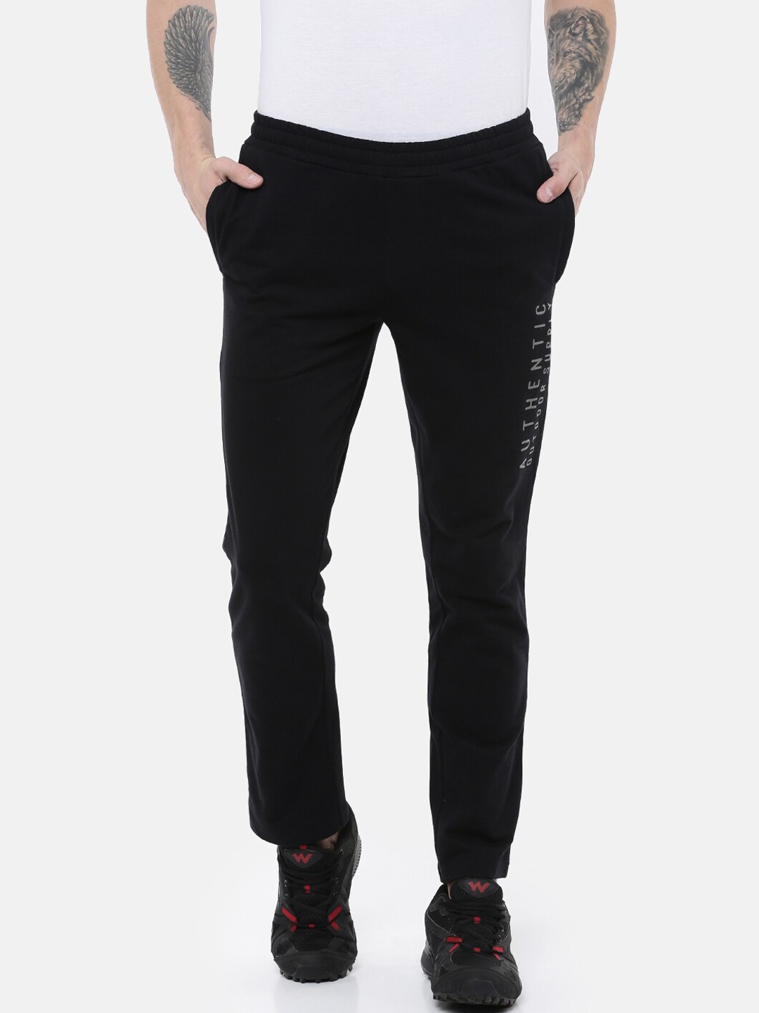 Wildcraft Men Black Solid Cotton Track Pants