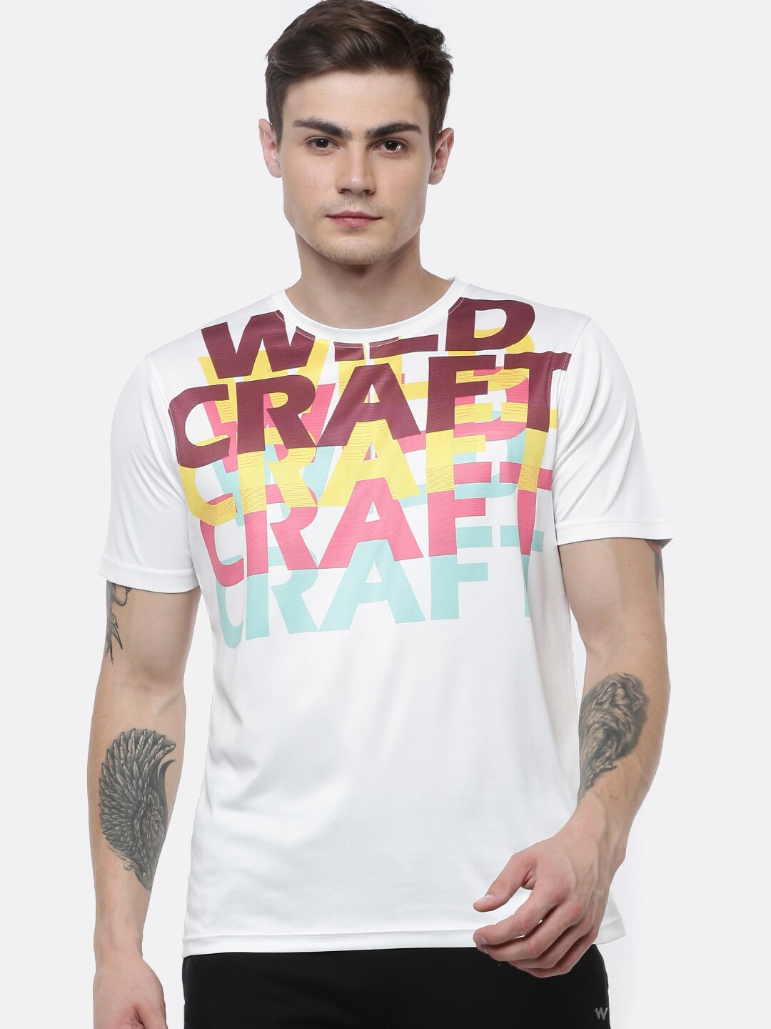 Wildcraft Men White Typography Printed T-shirt