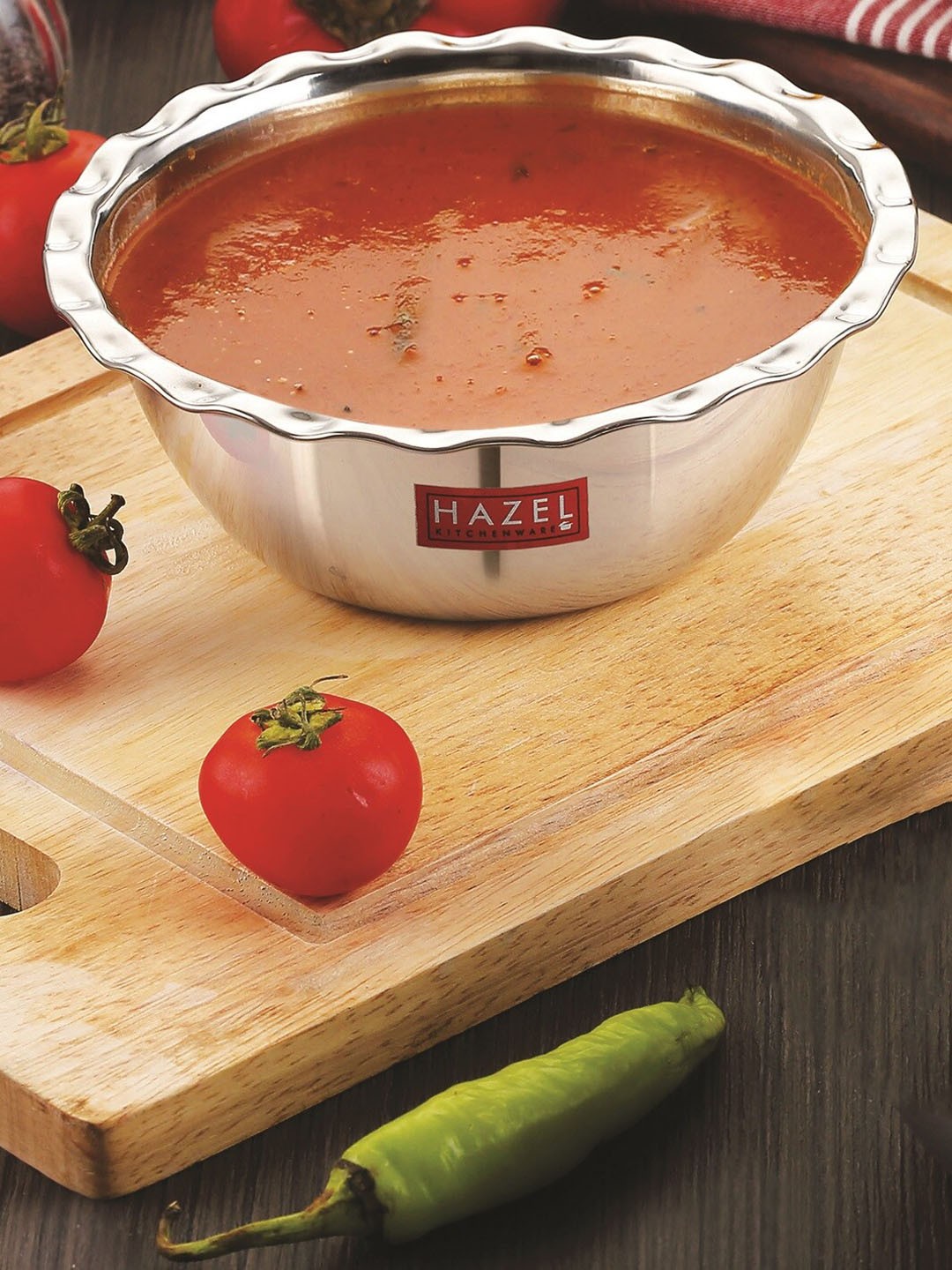 

HAZEL Silver-Toned Solid Stainless Steel Serving Bowl 400 ML