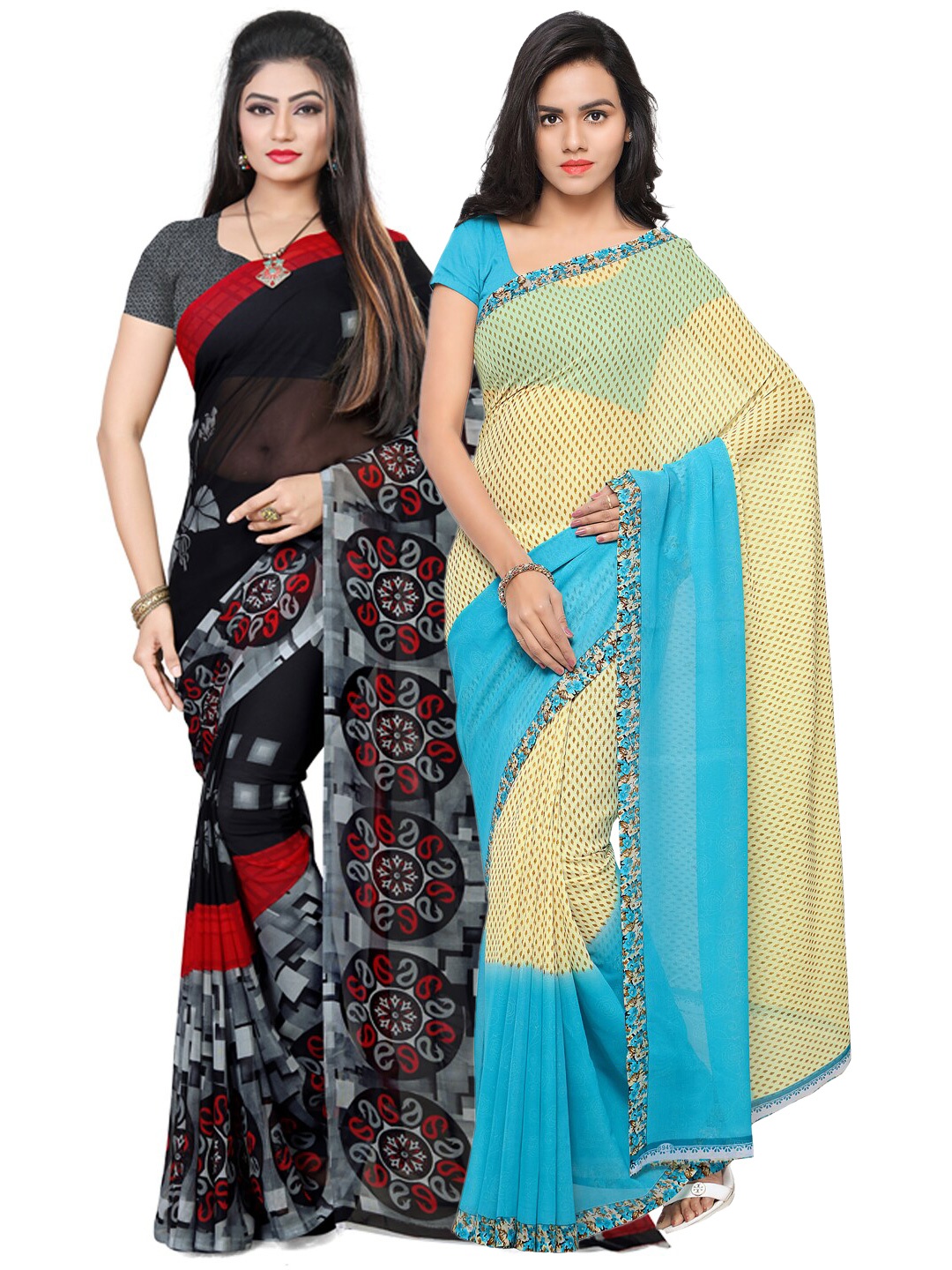 

ANAND SAREES Pack Of 2 Black & Beige Ethnic Motifs Sarees