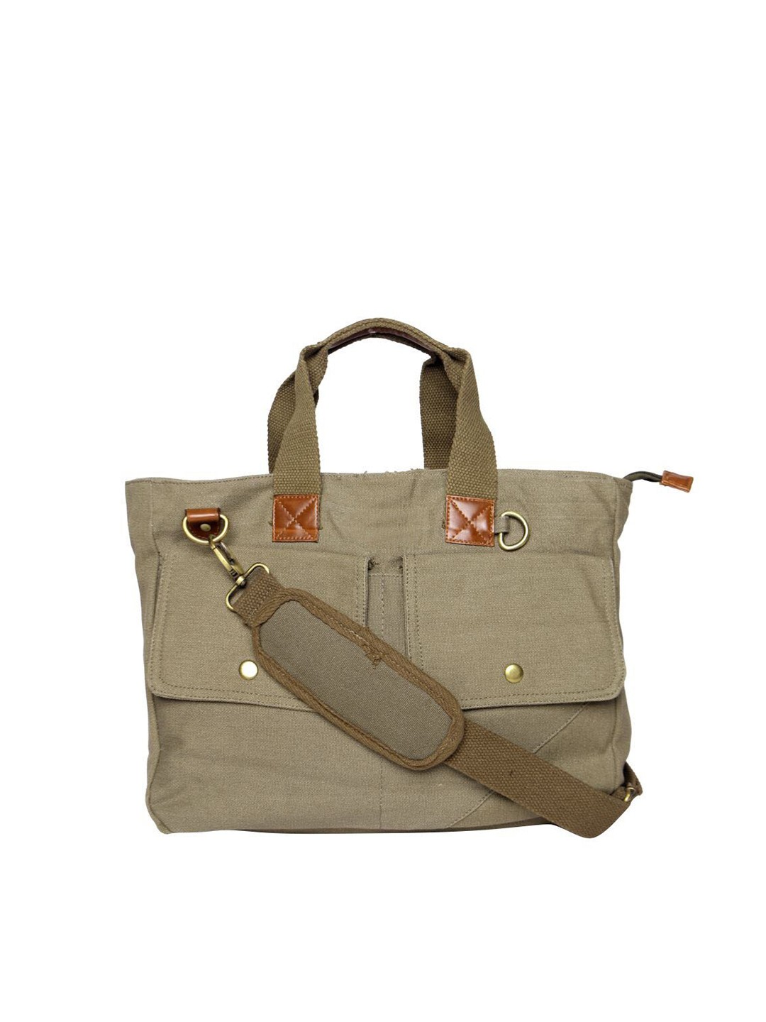 

ASTRID Men Olive & Brown Canvas 17 Inch Laptop Bag