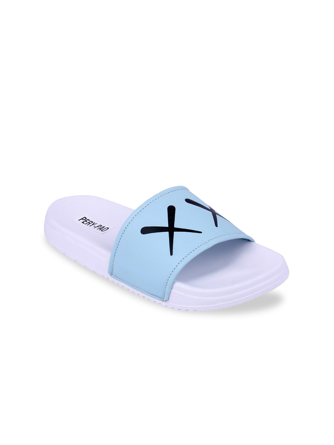 

PERY PAO Men Blue & White Printed Sliders