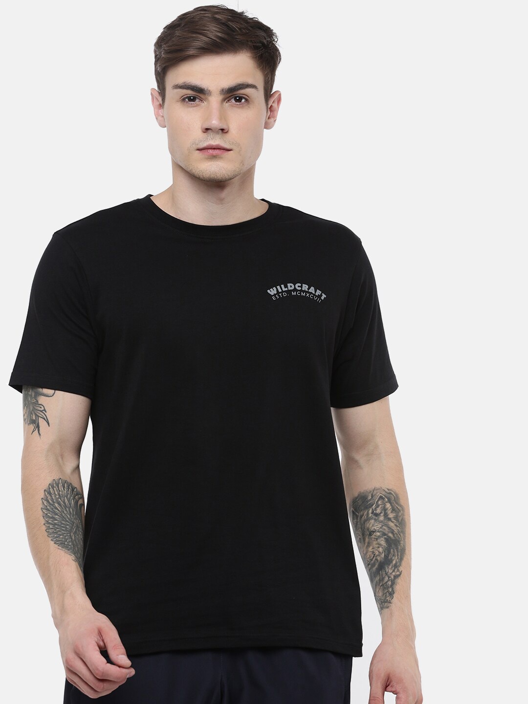 

Wildcraft Men Black Applique T-shirt