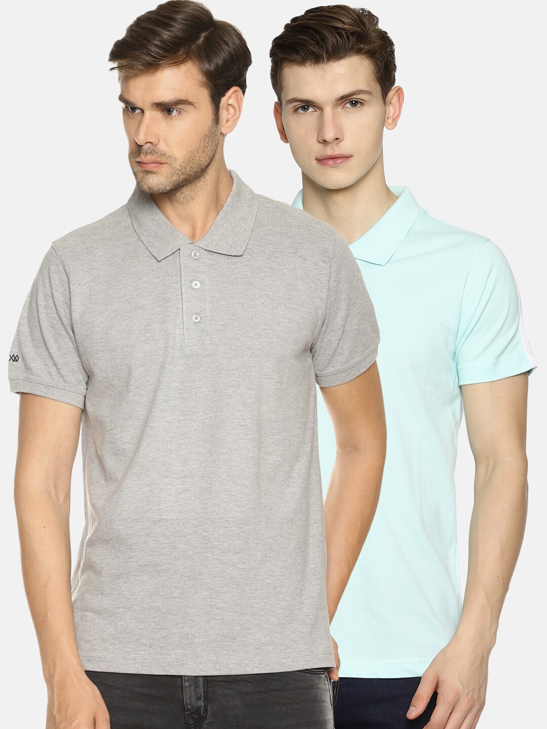 

OBOW Men Grey 2 Polo Collar T-shirt