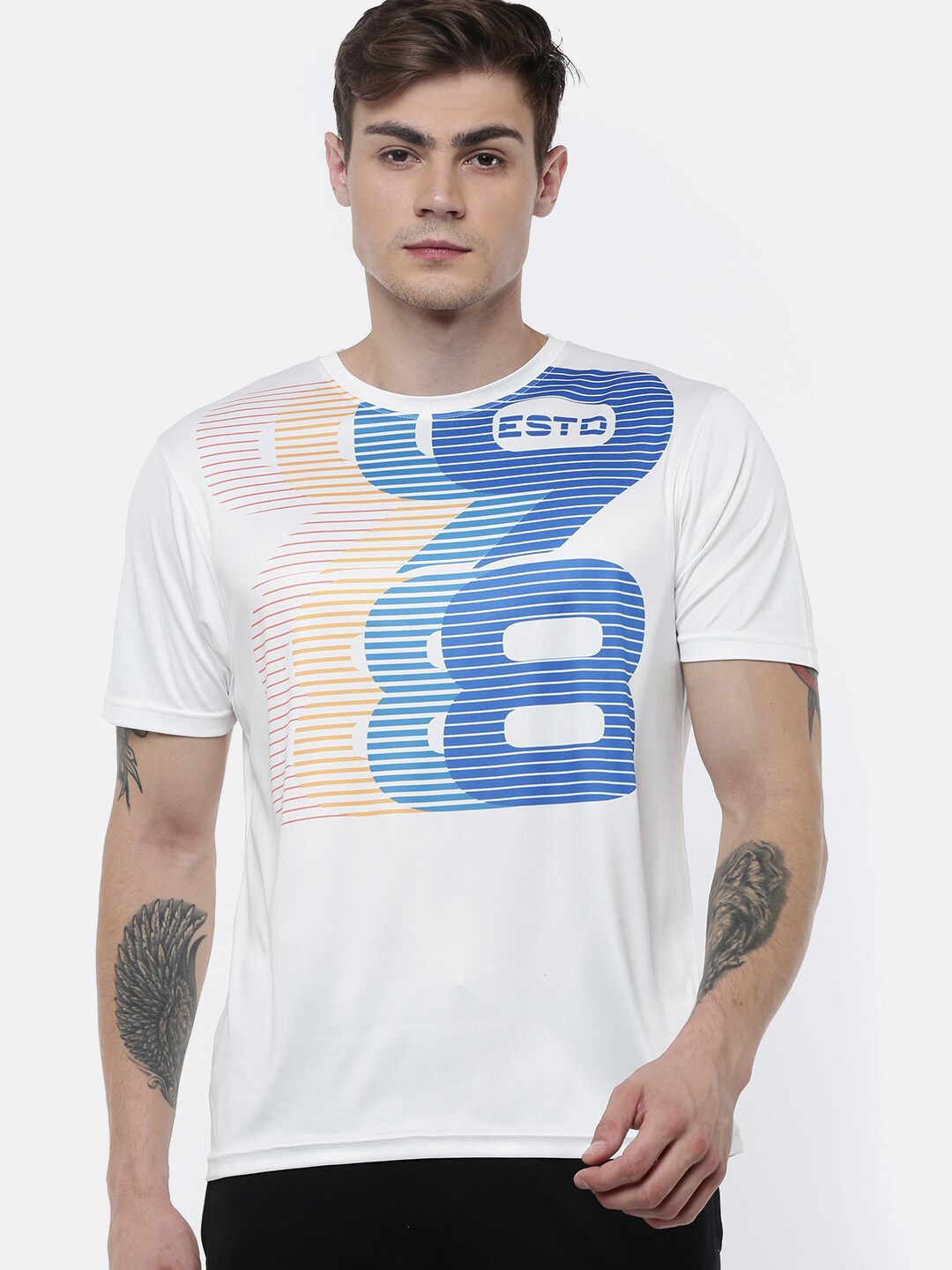 

Wildcraft Men White & Blue Typography Printed T-shirt