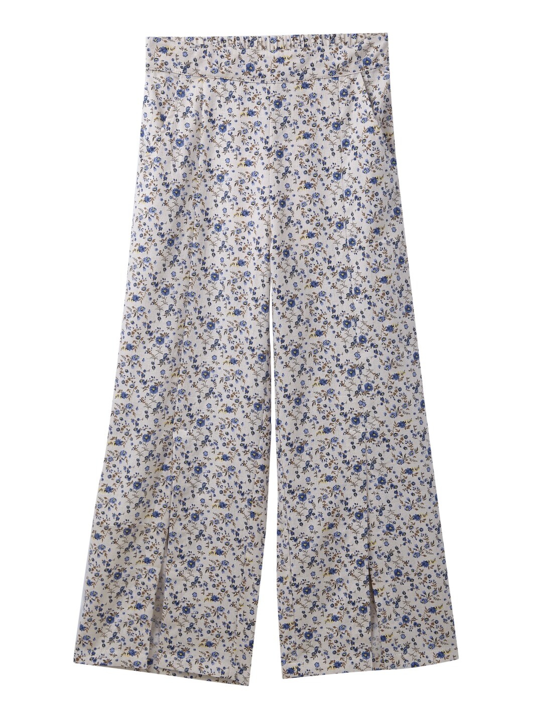 

Cub McPaws Girls Off White & Blue Ditsy Floral Printed Palazzos