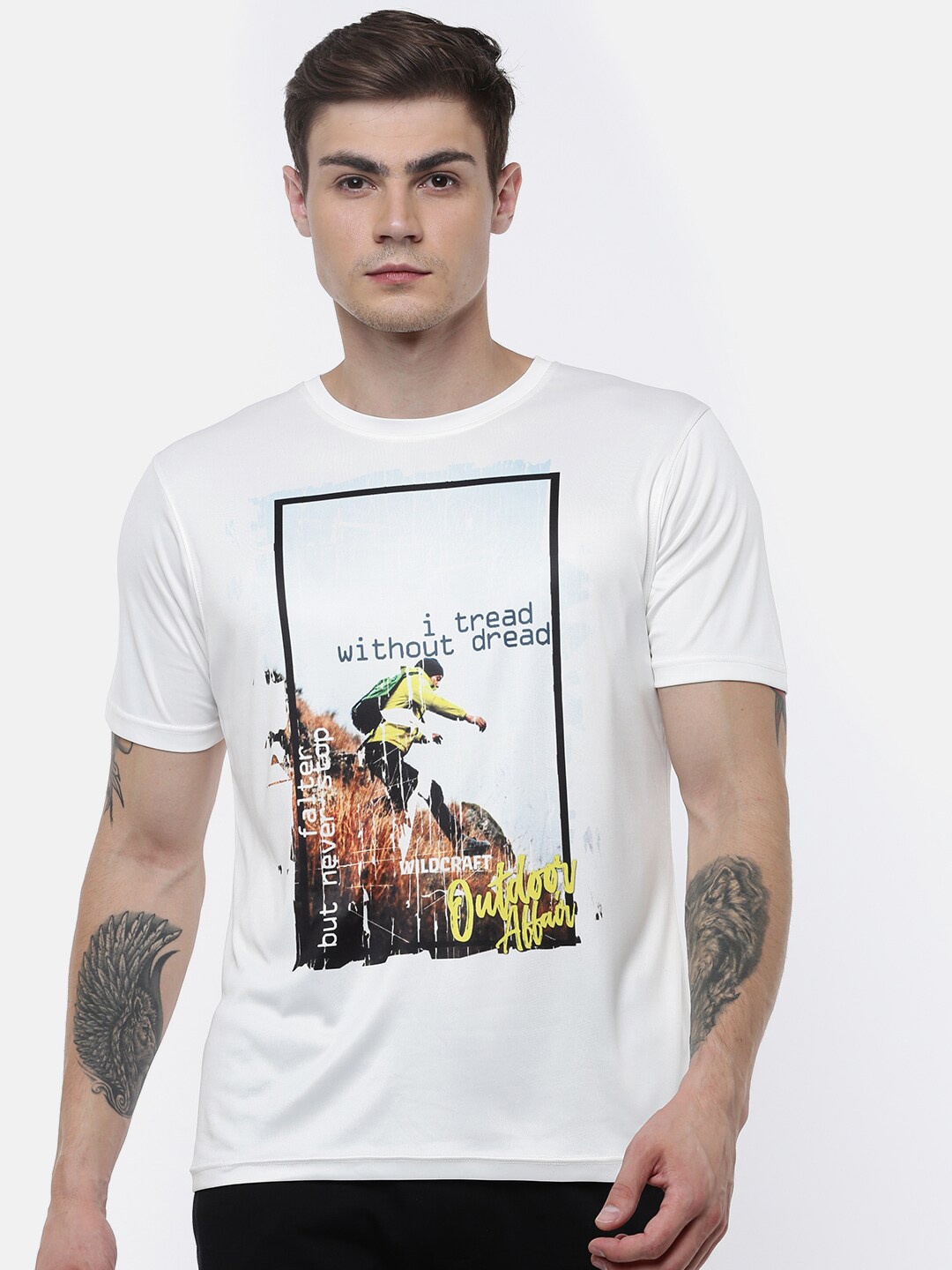 

Wildcraft Men White Printed T-shirt