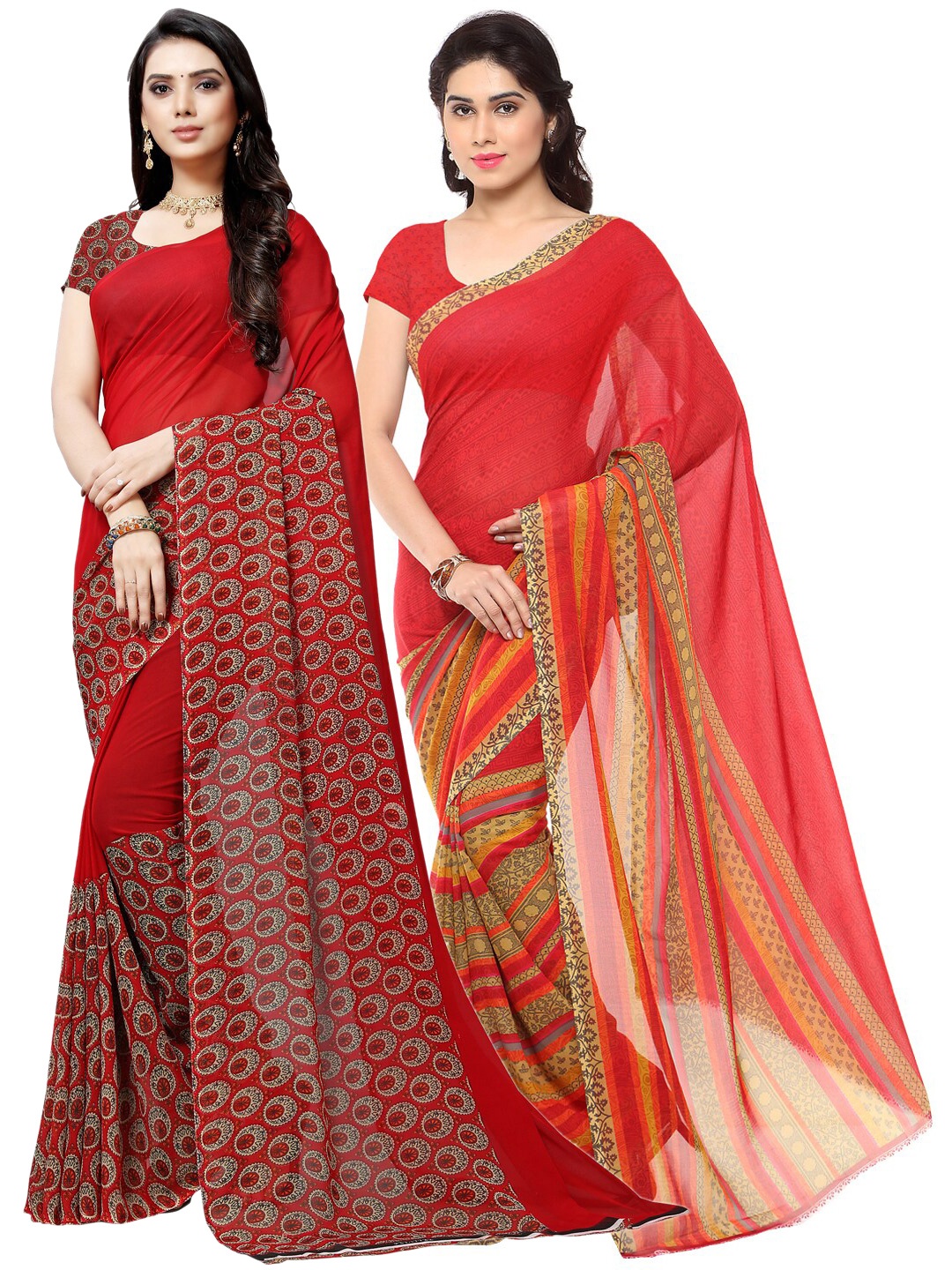 

ANAND SAREES Red Pack of 2 Printed Sarees
