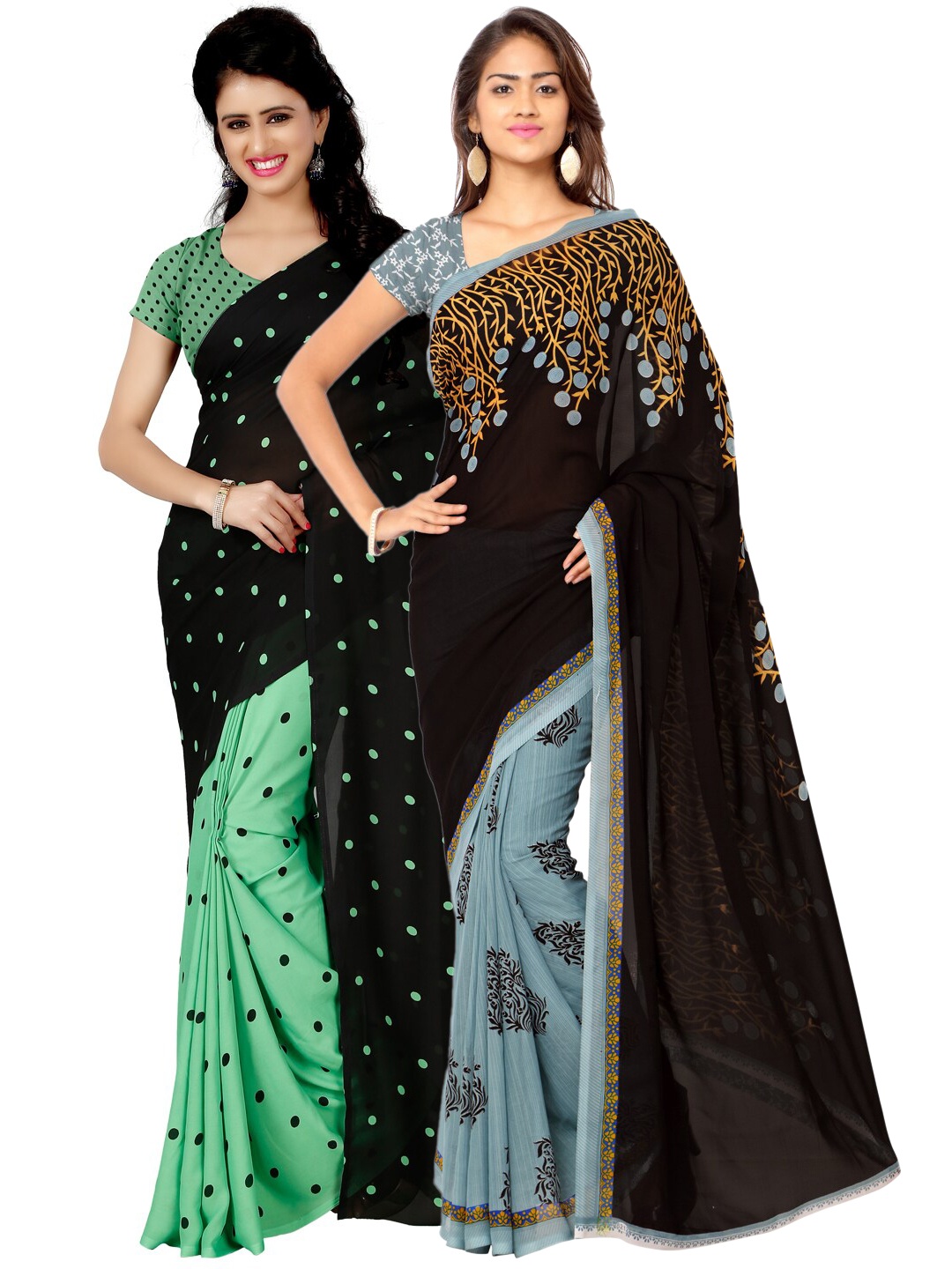 

ANAND SAREES Women Pack of 2 Multi Printed Saree, Grey