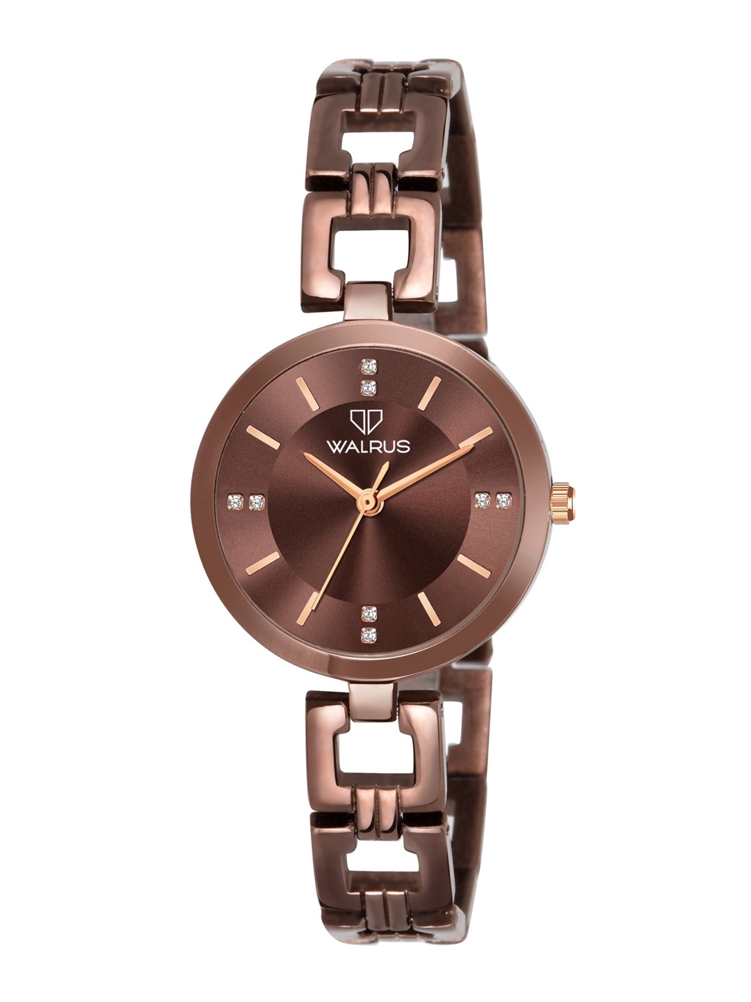 

Walrus Women Brown Brass Dial & Brown Stainless Steel Bracelet Style Straps Analogue Watch