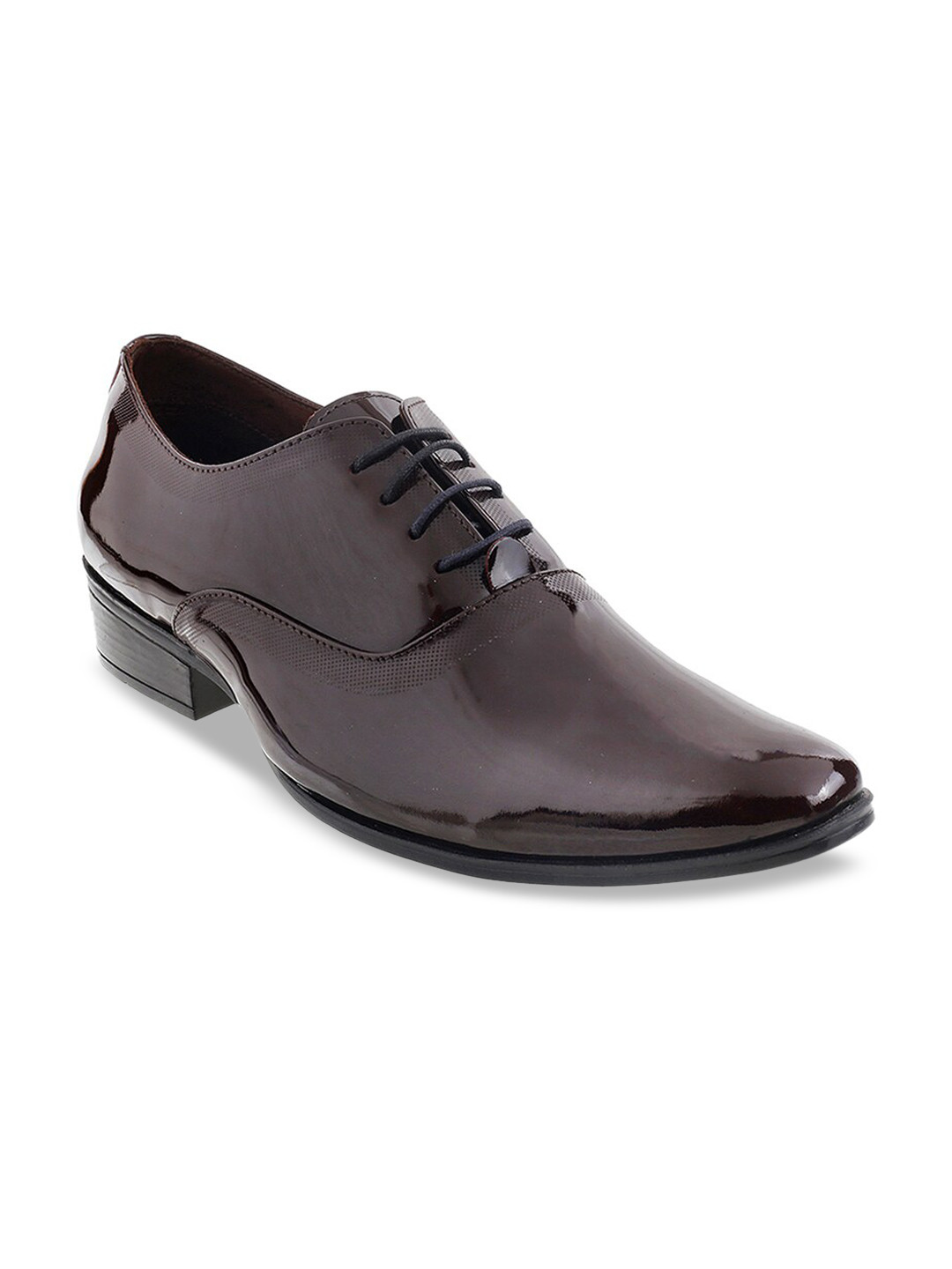 

Metro Men Maroon Solid Patent Leather Formal Oxfords