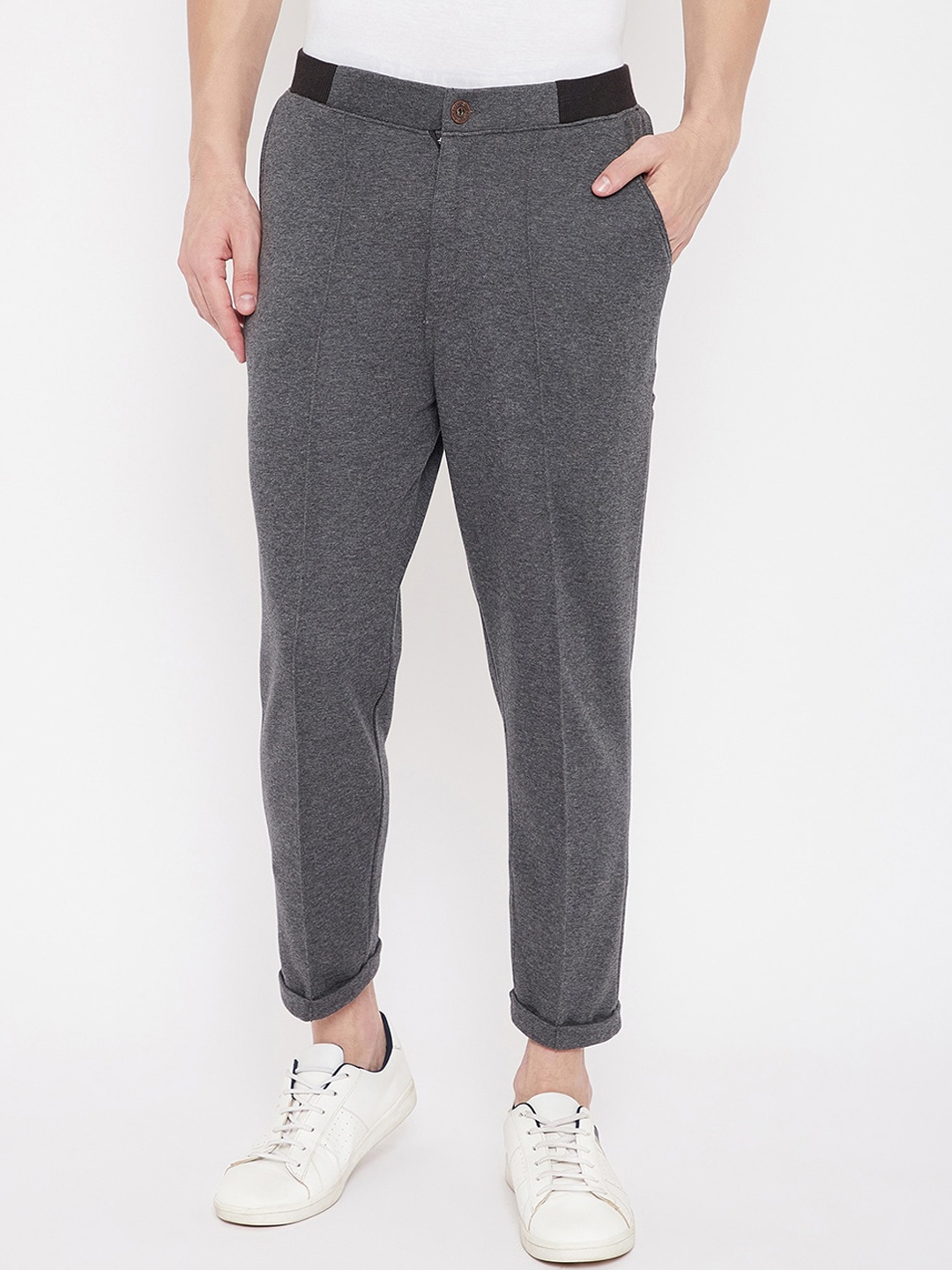 

Duke Men Grey Solid Straight-Fit Track Pants