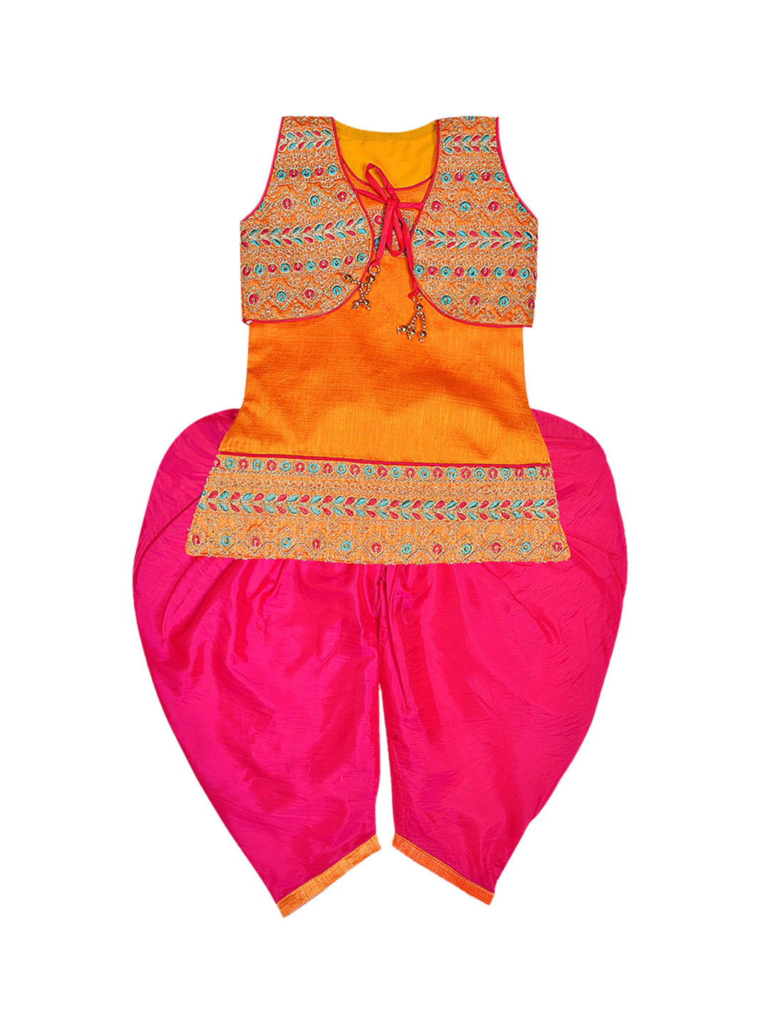 

Wish Karo Girls Yellow Ethnic Motifs Embroidered Kurti with Patiala