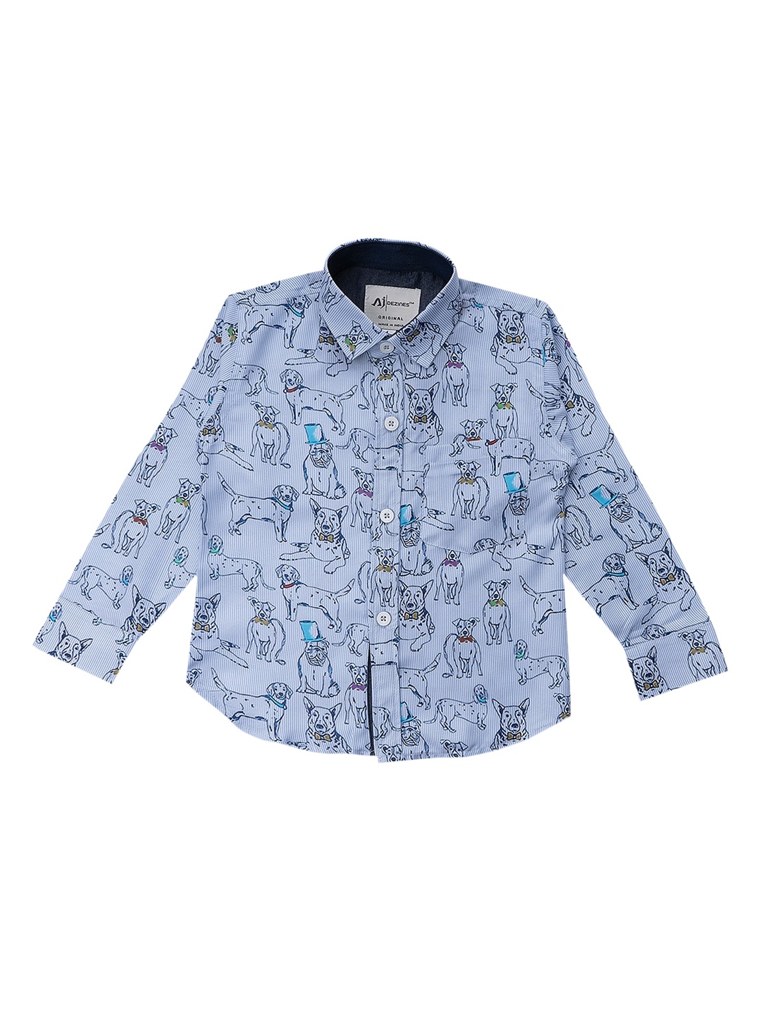 Aj DEZInES Boys Blue Printed Casual Shirt