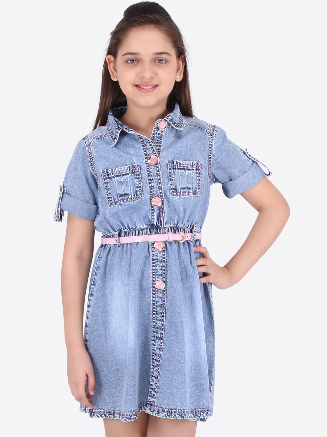 

CUTECUMBER Blue Denim Shirt Dress