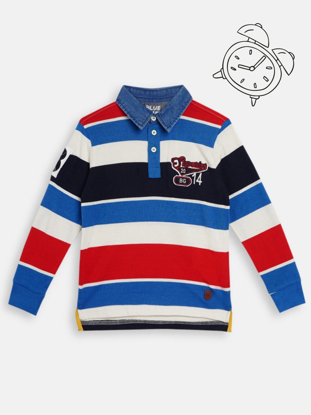 

Blue Giraffe Boys Multi Striped Polo Collar T-shirt