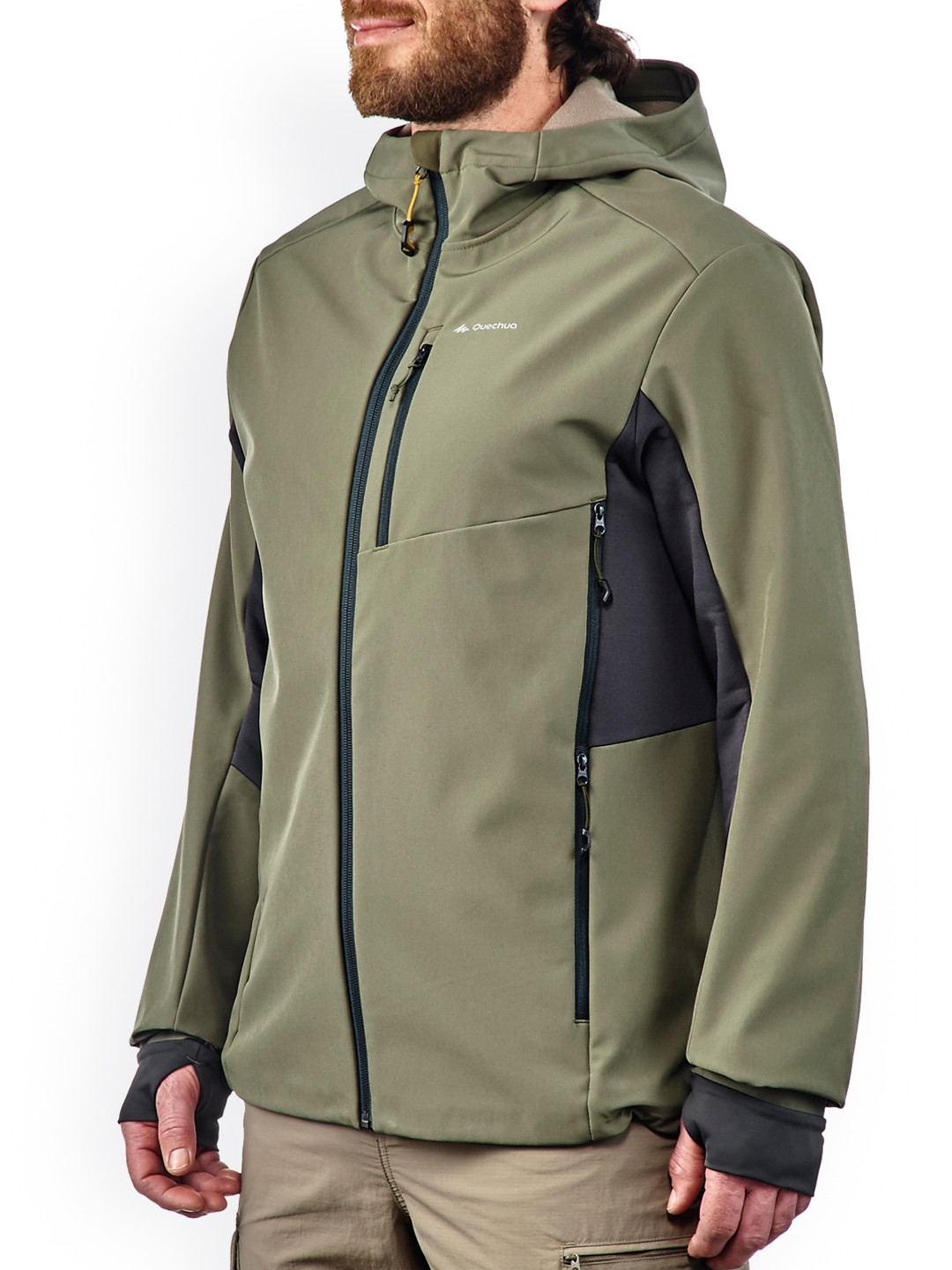 

Quechua By Decathlon Men Olive Mountain Trekking Warm Softshell Wind Hiking and Trekking Jacket