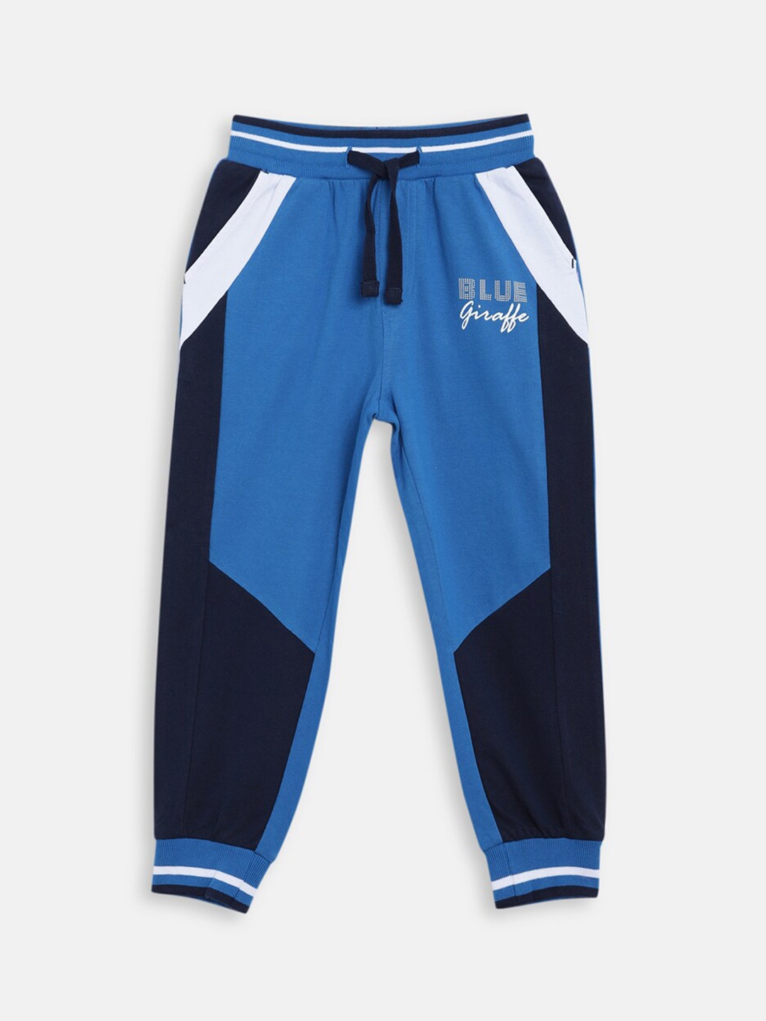 

Blue Giraffe Boys Navy Blue Colour Blocked Cotton Joggers