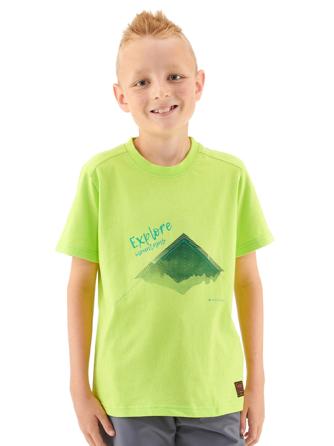 

Quechua By Decathlon Kids Hiking Tshirt Green Printed Hiking Tshirt