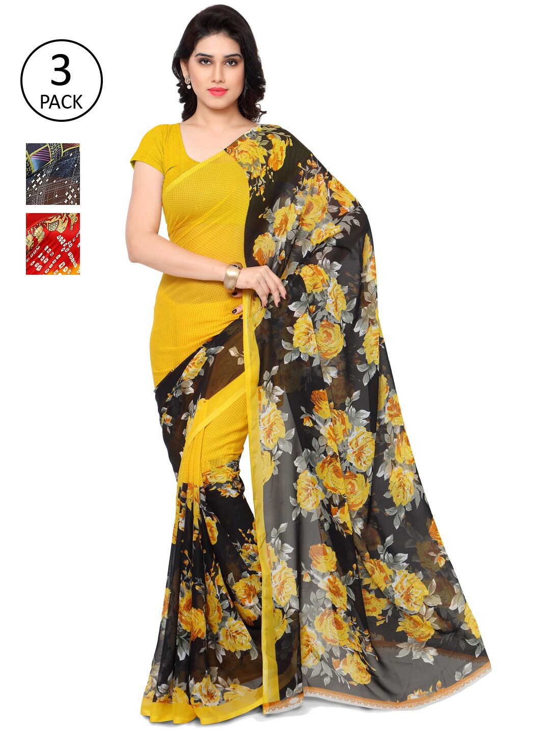 

KALINI Pack of 3 Floral Printed Saree, Multi