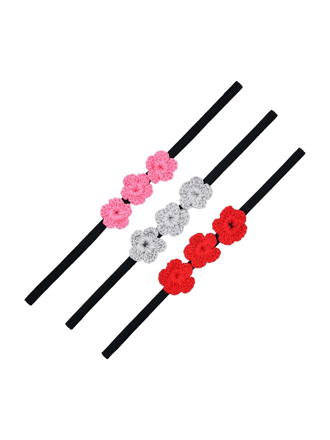 FUNKRAFTS Girls Pink & Grey Set of 3 Ponytail Holders