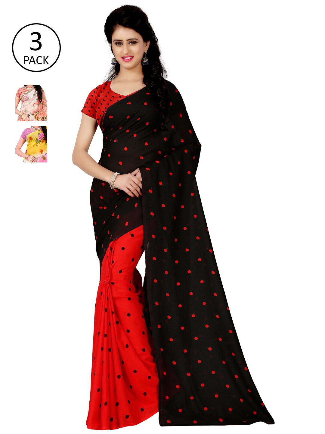 

ANAND SAREES Pack of 3 Printed Saree, Multi