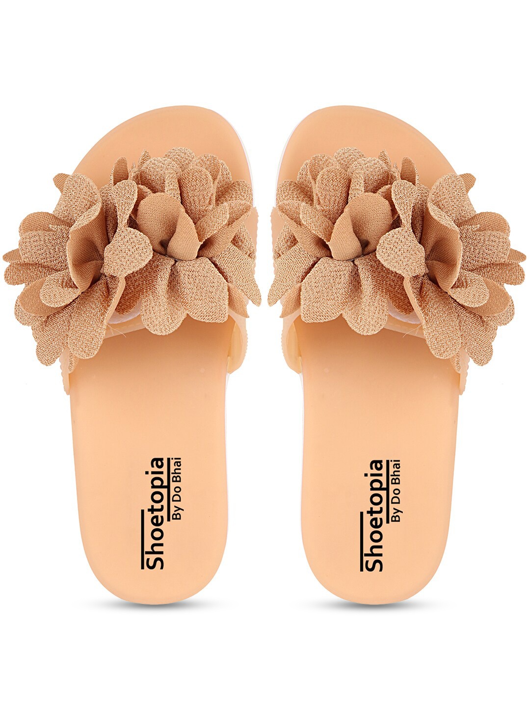 

Shoetopia Girls Beige Embellished Sliders