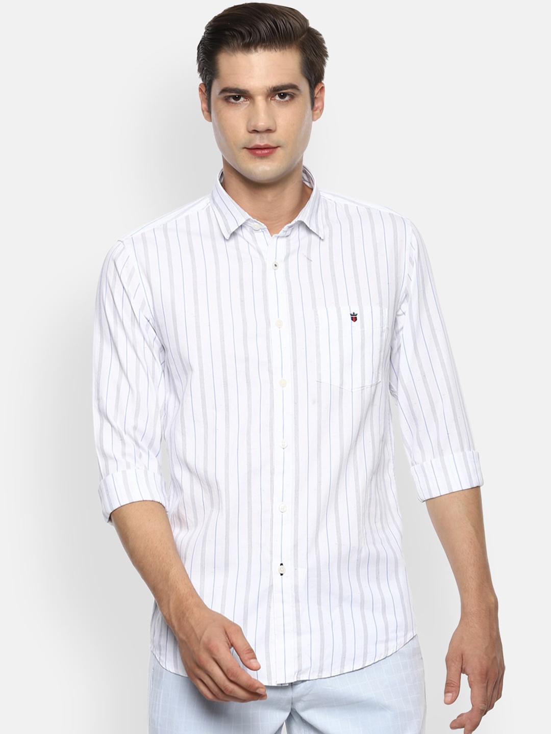 

Louis Philippe Sport Men White Slim Fit Striped Casual Shirt