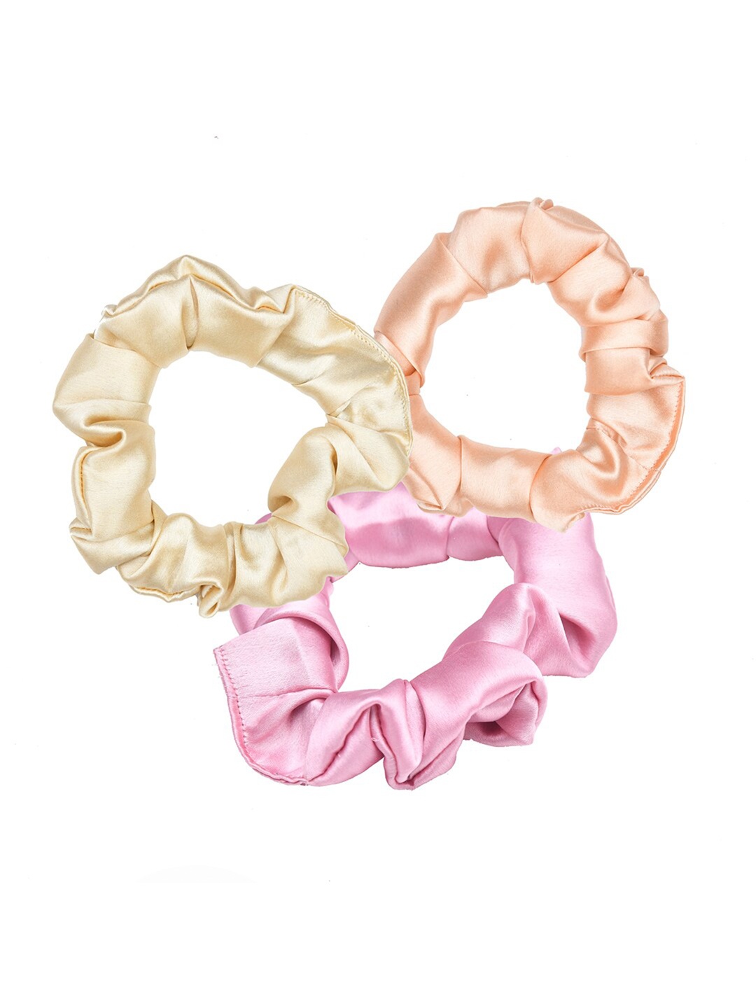 FUNKRAFTS Girls Pink & Beige Set of 3 Ponytail Holders