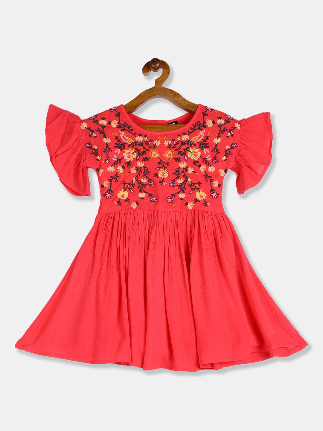 

Cherokee Red Floral Embroidered Dress
