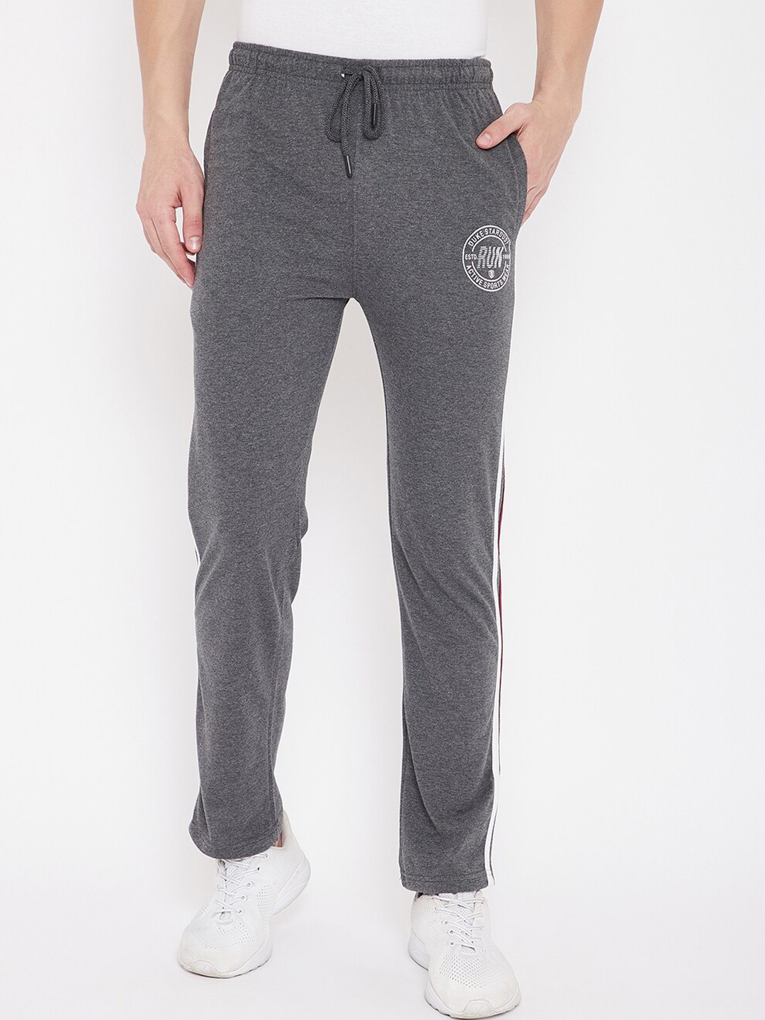 

Duke Men Grey Solid Straight-Fit Cotton Track Pants