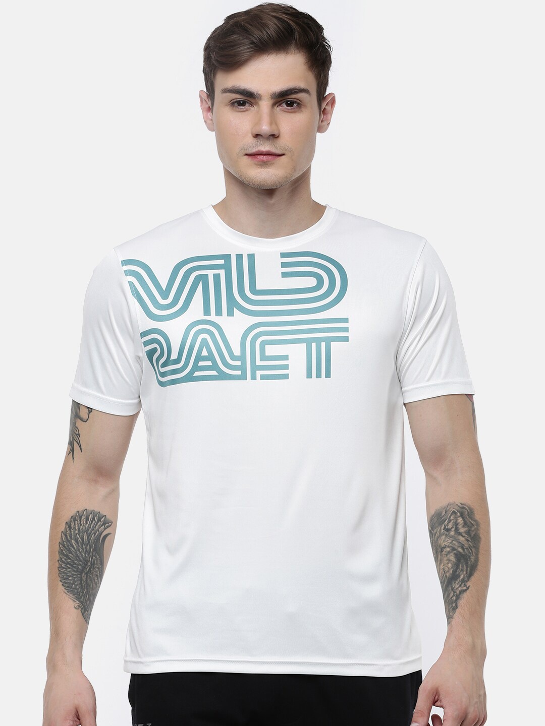 

Wildcraft Men White & Green Typography Printed T-shirt