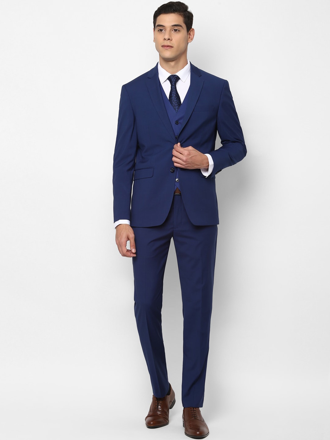 

Allen Solly Men Navy Blue Slim-Fit Single-Breasted Three-Piece Formal Suit