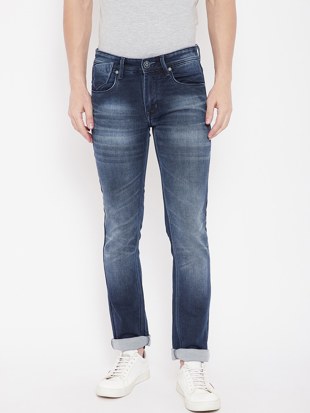 

Duke Men Slim Fit Heavy Fade Stretchable Jeans, Blue