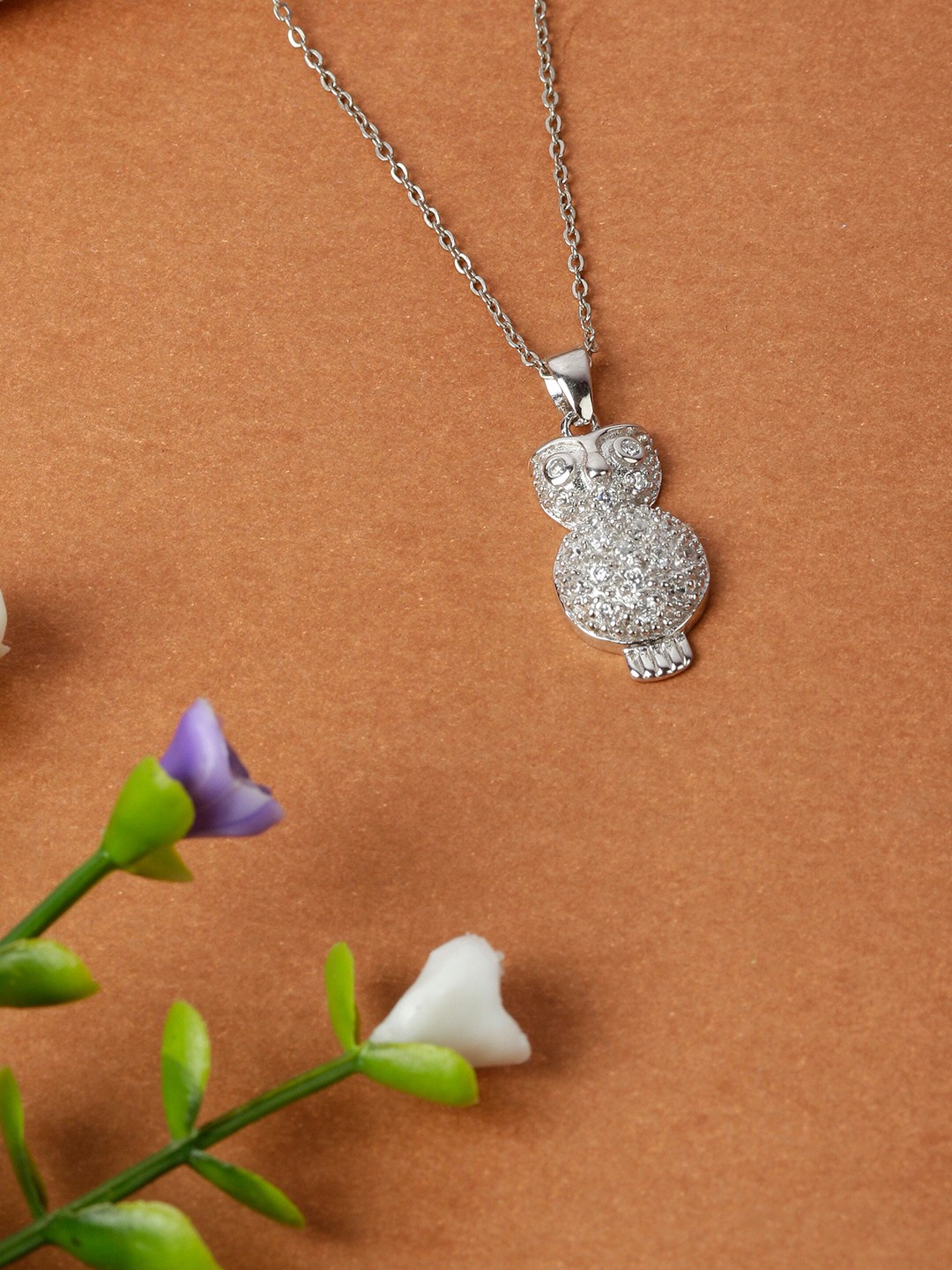 

GIVA 925 Sterling Silver Women Silver & White Rhodium-Plated Pendant With Chain