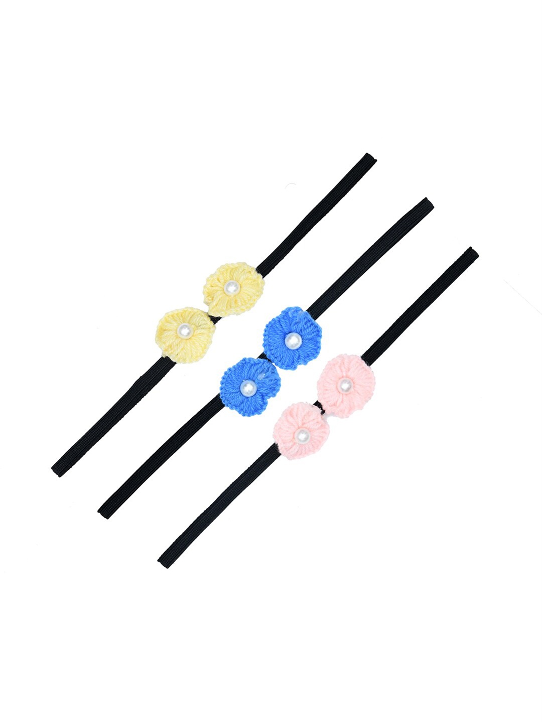 

FUNKRAFTS Girls Beige & Blue Set of 3 Ponytail Holders