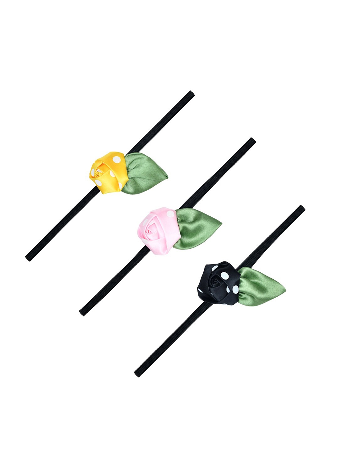 

FUNKRAFTS Girls Yellow & Pink Set of 3 Embellished Ponytail Holders