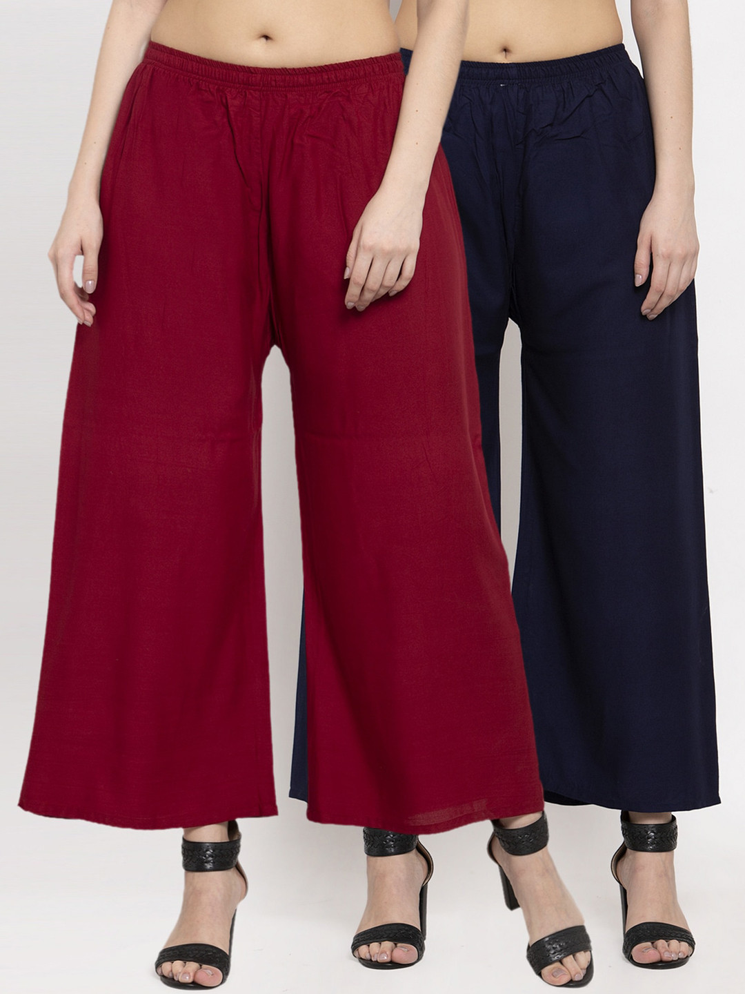 

Miaz Lifestyle Women Maroon & Navy Blue 2 Palazzos