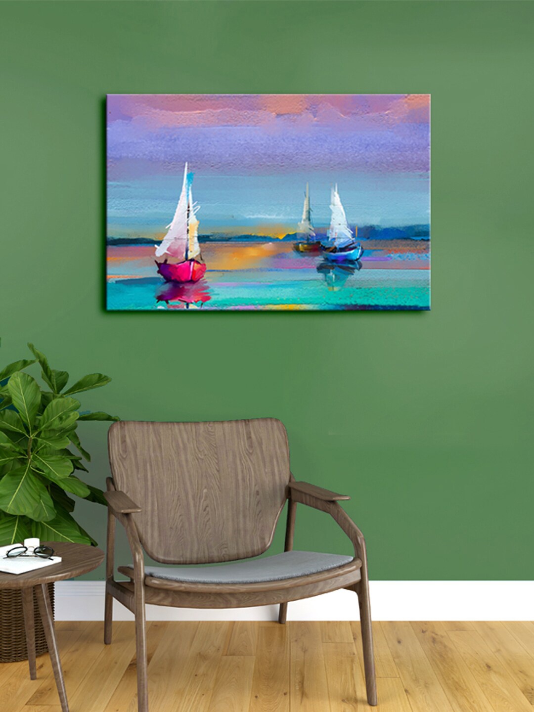 

999Store Blue & Purple Abstract Framed Canvas Painting Wall Art
