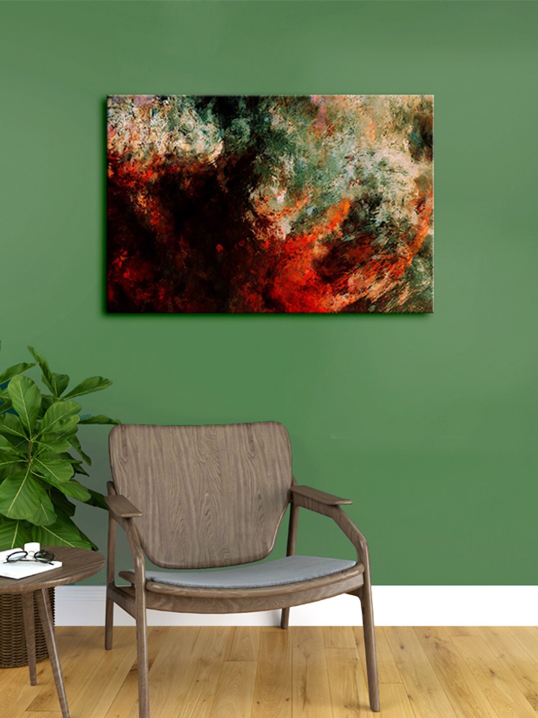 

999Store Brown & Red Abstract Framed Canvas Painting Wall Art