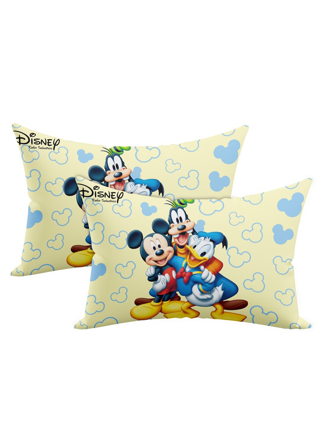 

Kuber Industries Set Of 2 Cream-Coloured & Blue Disney Printed Comfort Microfibre Pillows