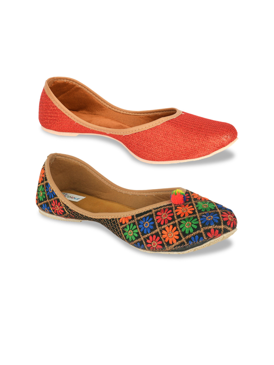 

DESI COLOUR Women Multi Mojaris Flats